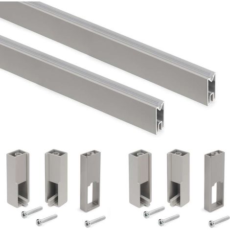 Kit di guide per armadio Emuca Luxe in alluminio grigio pietra 1,15 m (1/5)