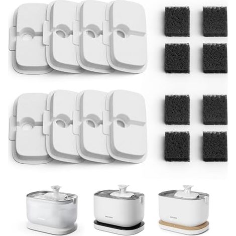 Filter Katzenbrunnen 8er Pack für Dockstream Trinkbrunnen für Katze PLWF115, PLWF116, PLWF106, PLWF005, 4-Monats-Set Ersatzfilter für Katzentrinkbrunnen (1/5)