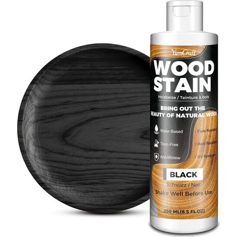 Teinte à Bois 250ml Noir à Base d’Eau, Lasure et Peinture pour Meubles Intérieurs Extérieurs, Portes Placards Étagères, Wood Stain Mat, Séchage Rapide, Faible Odeur, Non Toxique, Facile à Appliquer (1/5)