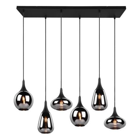 [GEBRAUCHT] B-Ware TRIO LIGHTING Hängeleuchte Pendelleuchte Lumina 6-flammig dimmbar schwarz/chrom (1/2)