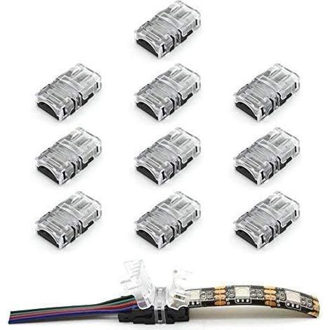 Raccord LED 4 Broches,10PCS 4 PIN Connecteur de Bande LED pour 10mm RGB 5050 Étanche Connecteurs Rapides Attacher L'Adaptateur Sans Soudure (1/5)