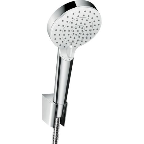 Pack pommeau de douche rond 2 jets Hansgrohe Crometta Vario + flexible Isiflex 160 cm + support chromé