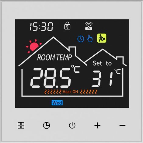 Thermostat programmable intelligent avec écran HD,verrouillage enfant et sécurité antigel,régulateur de chauffage écoénergétique pour la maison, (3A) (1/5)