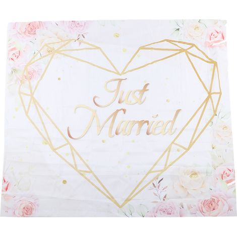 Fond de scène romantique en polyester, installation rapide, motif cœur pour mariage et fiançailles (sans boîte cadeau). (1/5)