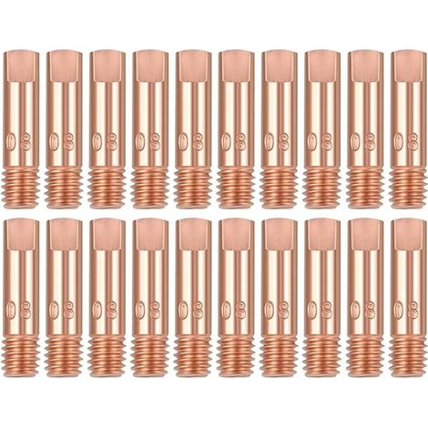 20 Pièces M6 x 25 mm Pointe de Contact en Cuivre Buses Gaz de Tube Contact 0.8mm pour Torche de Soudage de Poste a Souder MIG MAG 15AK Accessoires D'usure (1/5)