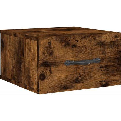 Maison Exclusive - Mesita de noche de pared color roble ahumado 3