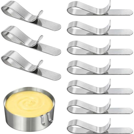 10 Pièces Cercle à Gâteau Clips Acier Inoxydable Mousse Gâteau Clips Pince Support Moule Accessoire Patisserie Utilisé pour la Cercle a Patisserie Reglable(Rgenté) (1/5)