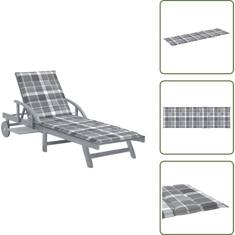 The Living Store Chaise longue de jardin avec coussin Bois d'acacia solide - Chaise longue bois (1/5)