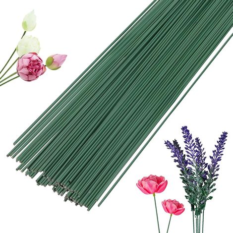 Fil de fer vert pour tiges de fleurs (60 pièces, 2 mm de diamètre, 30 cm de long) - Idéal pour la confection de bouquets et autres créations florales. (1/5)