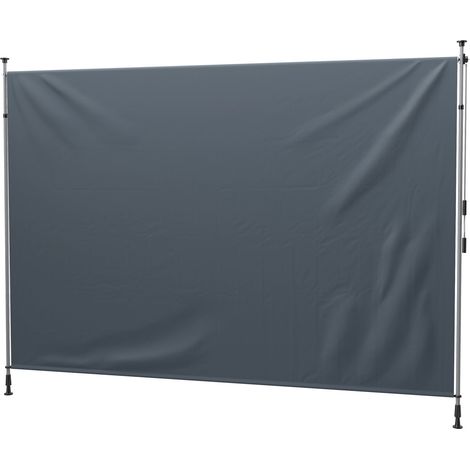 Klemmmarkise mit Handkurbel höhenverstellbar Gelenkarmmarkise Markise ohne Bohren Sonnenschutz UV-beständig, inkl. Wandhalterung Sonnenmarkise 350 cm breit für Terrasse Balkon, Dunkelgrau Aosom
