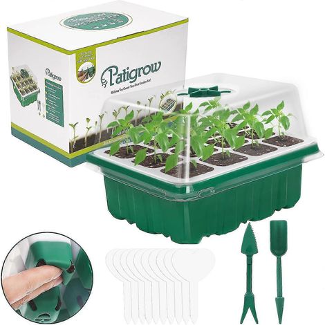 Plateaux de semis en silicone souple, 12 plateaux vides et réutilisables avec couvercle anti-humidité, compatibles lave-vaisselle, kit de culture pour plantes d'intérieur (1/5)