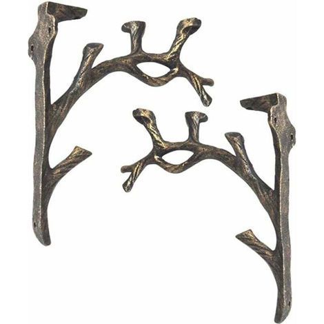 Supports d'étagère murale vintage en fer forgé – 2 pièces – Imperméable et antirouille – Pour planches jusqu'à 60mm d'épaisseur (1/5)