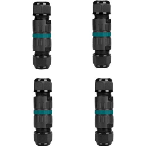 Set mit 4 wasserdichten elektrischen IP68-Steckern – 3-poliger Stecker für Kabel mit 9–12 mm Durchmesser, Outdoor-Anschlussdose für Garten und Erde (1/4)