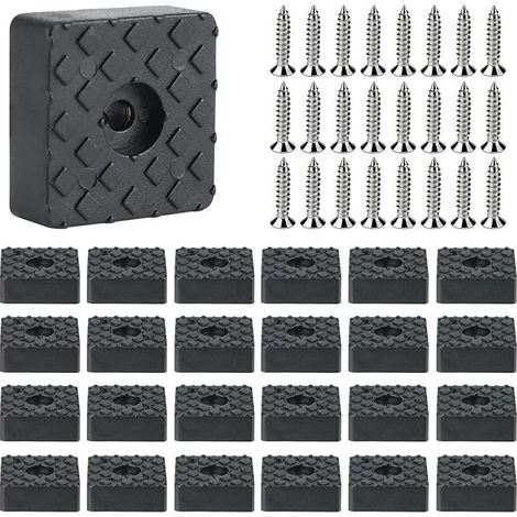 24Pcs Carré Tampons en Caoutchouc, 30 30mm Carrés en Caoutchouc Vissables, Tampons e-n caoutch-ouc Antidérapants avec Vis, tam-pons e-n caoutch-ouc pour Meubles, pour Table, Chaise et Canapé (1/5)