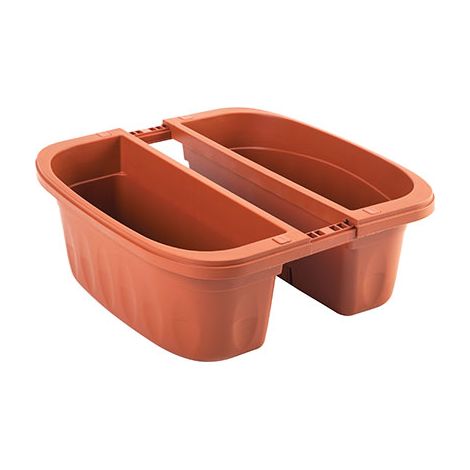 FIORIERA DOPPIA KLUNIA BAMA  PP TERRACOTTA CM 40X19,8 H.CM 18,5