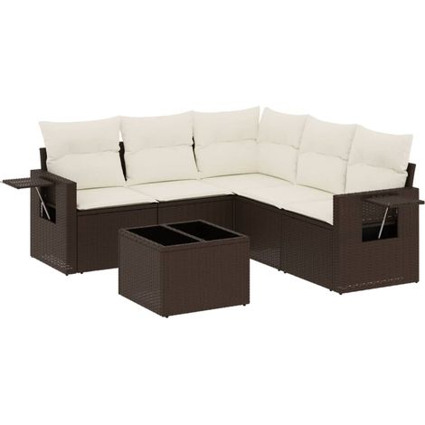 vidaXL Set Divano da Giardino 6 pz con Cuscini Marrone in Polyrattan (1/5)