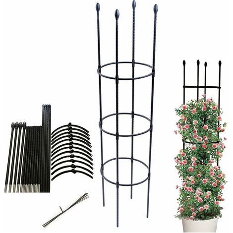 Obélisque de jardin, support de plantes grimpantes, cage à tomates stable, treillis de jardin, cage de culture de légumes, fleurs et fruits grimpants pour le jardin, balcon - hauteur de la plante 133c (1/5)