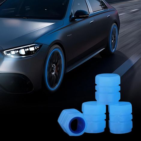 4er Set Leuchtende Ventilkappen Blau für Auto, Fahrrad, Motorrad (1/5)