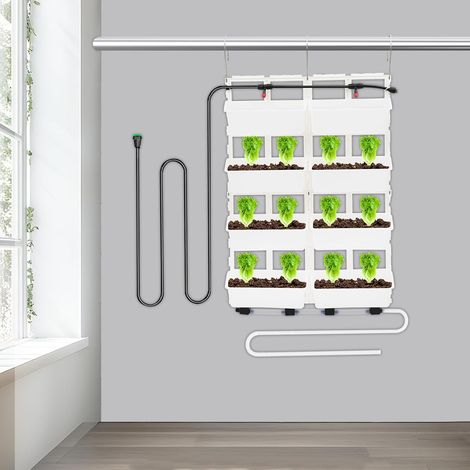 Hängende Vertikale Wand Pflanze für Balkon (8 Töpfe), mit Tropfbewässerungsrohr, Wassersammelkästen, Abflussschlauch, Vertikaler Garten Wand Outdoor, 67x18.6x93cm (1/5)