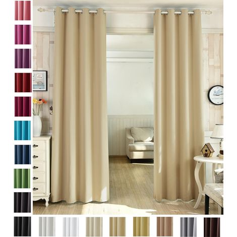 WOLTU Cortina Opaca con Ojales 1 Pieza Cortinas Térmicas Aislantes Moderna Decoración Ventanas para Dormotorio Habitacion Sala Salon 135x225 cm Champán  ,Cortina sin correas