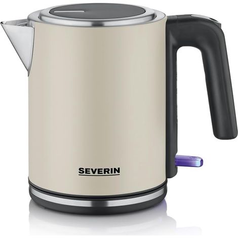 Bouilloire compacte électrique 1 L, Filtre anticalcaire amovible, Ouverture XXL, Ébullition rapide Base à 360°, Niveau d’Eau Visible, inox, Beige, 2400 W, WK 9577 (1/5)