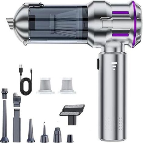 Aspirateur portatif sans fil, aspirateur de voiture haute performance 16 000 Pa, aspirateur de voiture sans fil 4 en 1 avec filtre HEPA lavable, aspirateur portatif pour voiture et maison (1/5)