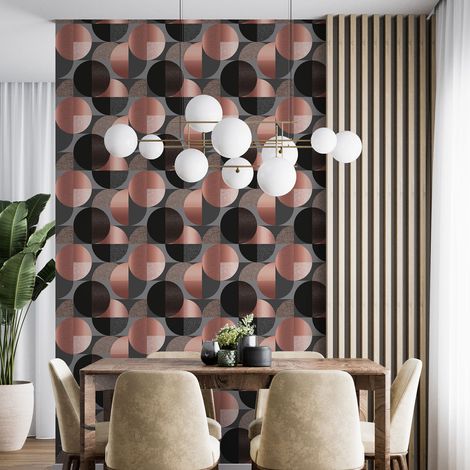 Papier peint - Motif géométrique - 9 LÉS de 60x260 cm - Surface L 540 x H 260 cm (1/4)