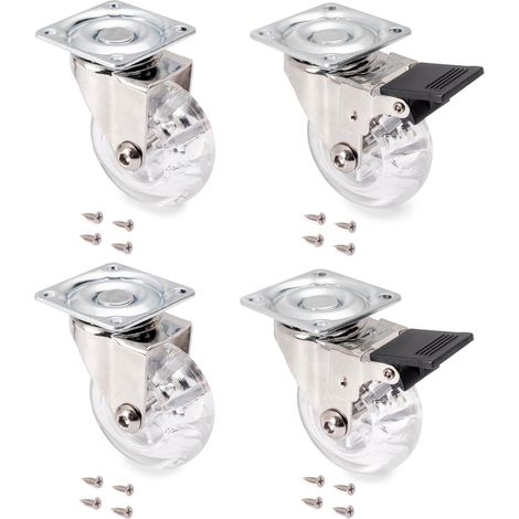 JSSEVN - Juego de 4 ruedas giratorias para muebles, Ø50 mm, con placa de montaje y rodamiento de bolas. (1/5)