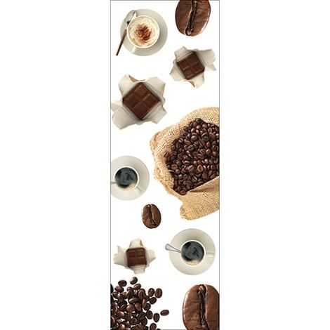 Sticker réfrigérateur et lave vaisselle, grains de café et tasses à café, 180 cm X 59,5 cm (1/3)