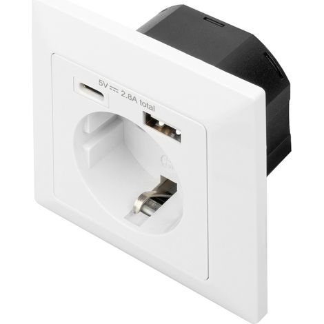 Digitus DA-70615 Unterputz-Steckdose mit USB Weiß (1/5)