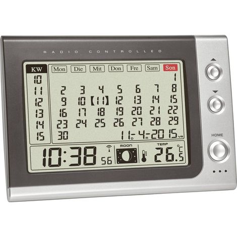 TFA Dostmann 60.2529.54 radiopiloté(e) Réveil anthracite, argent Heures de réveil 1 W613391 (1/2)