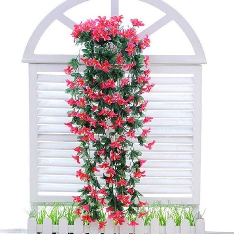 Fleur artificielle - Tenture murale - Lily Flower Vine - Rose rouge - 80x30 cm (1/5)