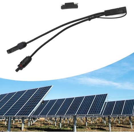 Connecteur photovoltaïque MC4 noir, câble solaire MC4 vers SAE, câble adaptateur SAE vers MC4, connecteur MC4, 10AWG, 0,35 m. (1/5)