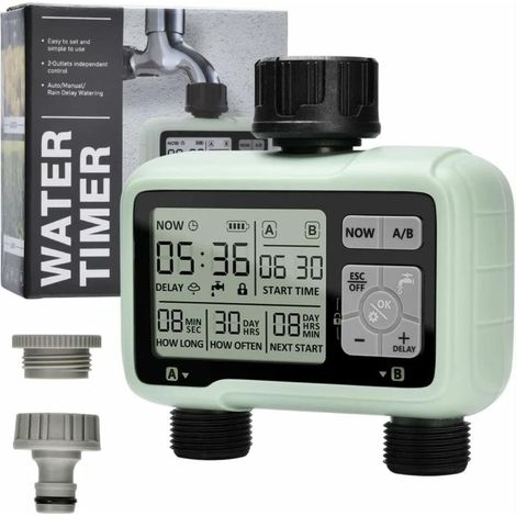 Programmateur Arrosage 2 Voies,Automatique Minuteur Arrosage,fréquence et durée, minuterie d'irrigation programmable et délai de pluie pour sunflower (1/2)