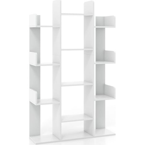 Libreria a forma di albero 86 x 24,5 x 141 cm contenitore stabile e aperto design elegante in legno bianco 200015267
