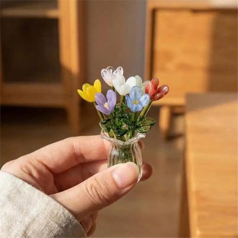 Fleur Artificielle - Mini Vase Émaillé Coloré - Décoration Intérieure Bureau Étagère Chambre - 1 Pièce (1/5)