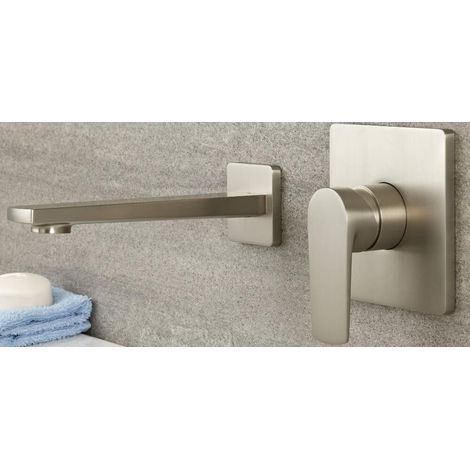 Milano Hunston Wall Mounted Bath or Basin Mixer Tap - Brushed Nickel (1/3)