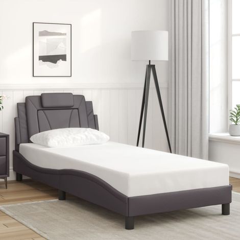 Cadre de lit Viana sans matelas gris 90x200 cm similicuir vidaXL (1/5)