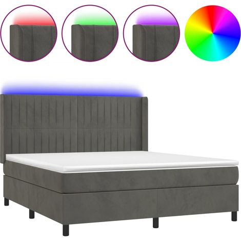 Maison Exclusive - Sommier à lattes de lit matelas et LED Gris foncé 160x200 cm (1/5)