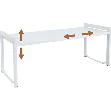 Étagère extensible pour placard 1 pièce Métal blanc Réglable et empilable Cuisine et bureau (1/5)