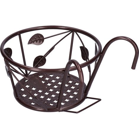 Support mural en fer forgé à plusieurs niveaux pour balcon, idéal pour suspendre pots de fleurs, lierre vert et plantes grasses, couleur bronze antique. (1/5)