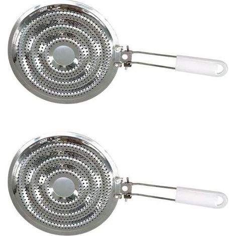 Set mit 2 Hitzeverteilern für Gaskochfelder, Zubehör für Gasherde, 2 Hitzeverteiler für Gasherde, Weiß, Edelstahl, 20,5 cm (1/5)
