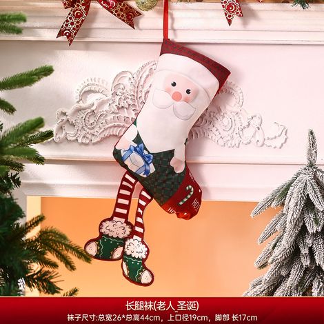 Décoration de Noël/Sac chaussette de Noël modèle Père Noël en tissu épais (1/2)