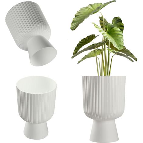 Cache-pot en céramique pour pelouse 17 cm Blanc