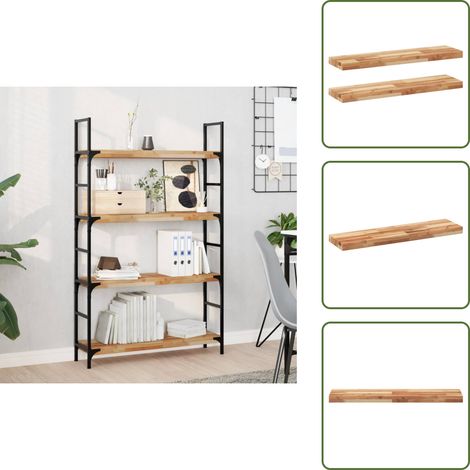 Schweberegale 2 Stk. 100x20x4 cm Massivholz Akazie Ölbehandelt - Wandregal - Holzmöbel - Akzidenzholzmöbel - Regalset - Dekorationselement (1/5)
