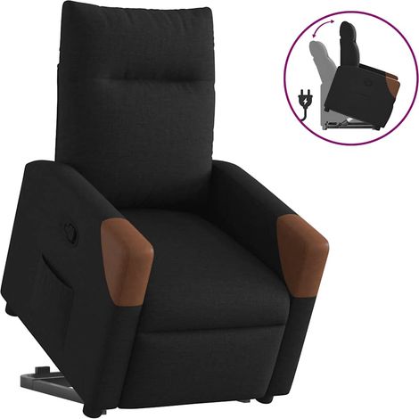 Relaxsessel mit Aufstehhilfe Schwarz Stoff