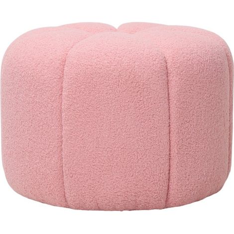 POUF ROTONDO DIAM. CM 51 H. 36 IN TESSUTO EFFETTO BOUCLE' TRAPUNTATO ROSA