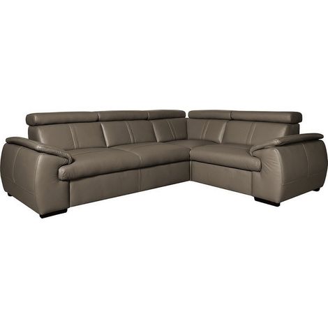 Canapé d'angle en 100% cuir de luxe italien , 5 places Cintia, couleur taupe, angle droit (1/5)