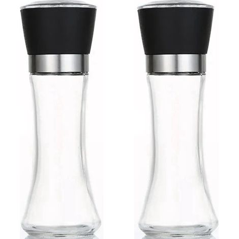 Ensemble de 2 moulins à sel et à poivre de qualité supérieure en acier inoxydable - Moulin à sel marin en céramique réglable (1/5)