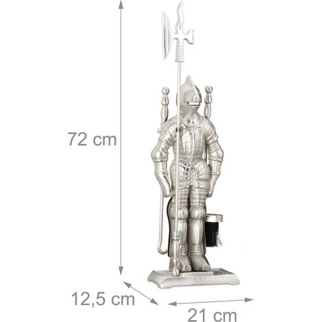 Serviteur de cheminée 4 pièces original pratique longueur optimale en fonte de fer noir (1/3)